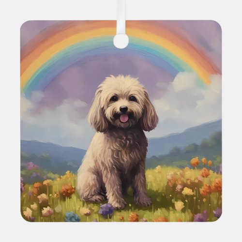 Cockapoo Memorial Custom Dog Name Rainbow Bridge Metal Ornament