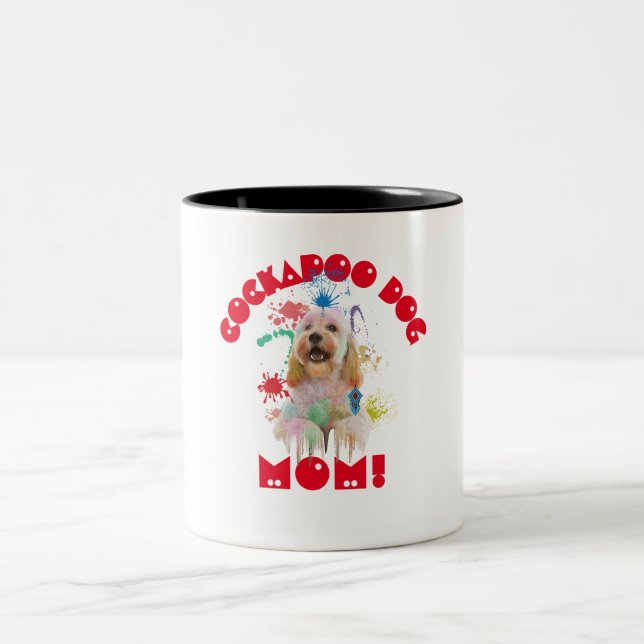 Cockapoo Mom Dog Lover Best Dog Mom Ever Two-Tone Coffee Mug (Center)