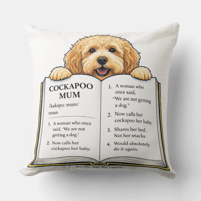 Cockapoo Mum Definition Gift | Funny Dog Mum Desig Throw Pillow (Front)