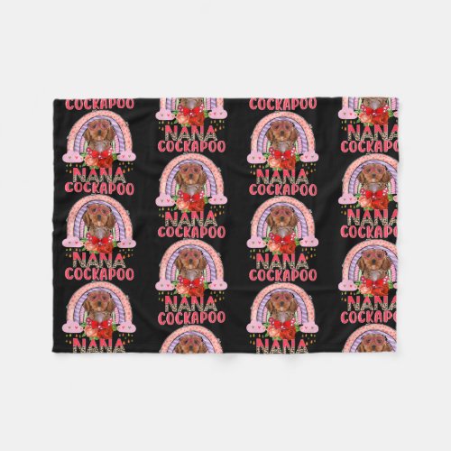 Cockapoo Nana Cute Rainbow Rainy Dog Lover Fleece Blanket