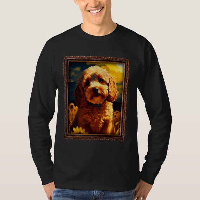Cockapoo Painting Sunflower Flower Mom Women Flora T-Shirt (Front)