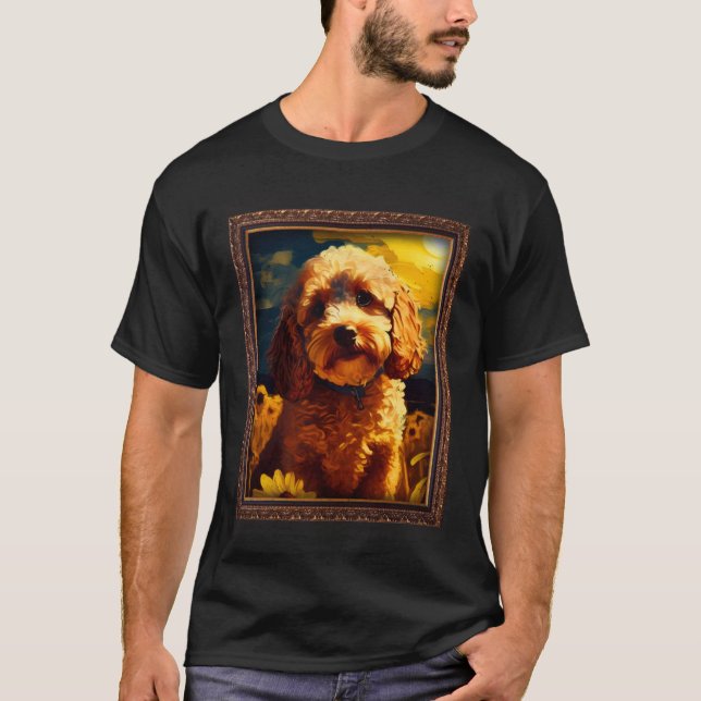 Cockapoo Painting Sunflower Flower Mom Women Flora T-Shirt (Front)