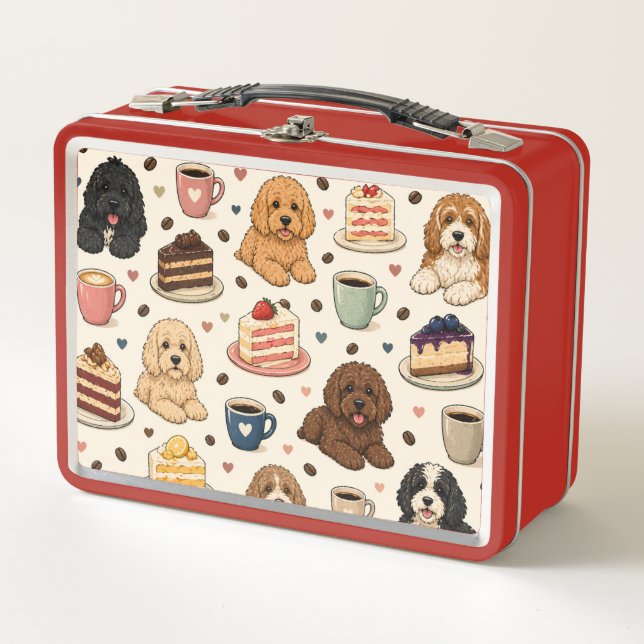 Cockapoo Pattern Lunchbox Cute Dog Gift (Front)