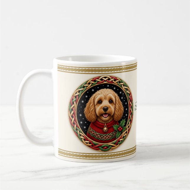 Cockapoo Personalized Christmas Dog Coffee Mug (Left)