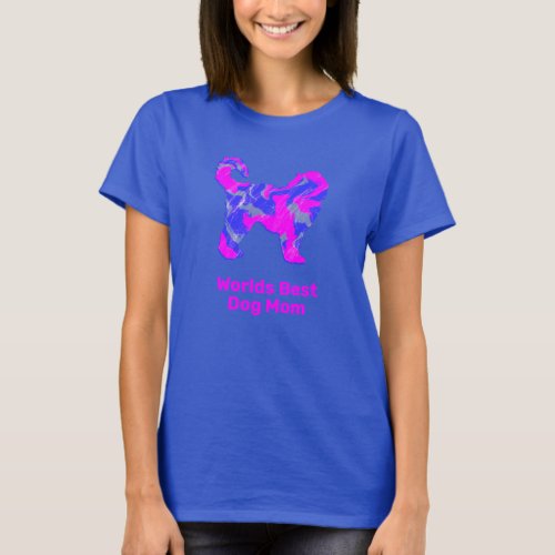 Cockapoo Pet Dog Silhouette Pink Blue Best Mom T_Shirt