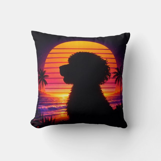 Cockapoo pillow- Retro Cockapoo Dog Lover Gift Throw Pillow (Front)