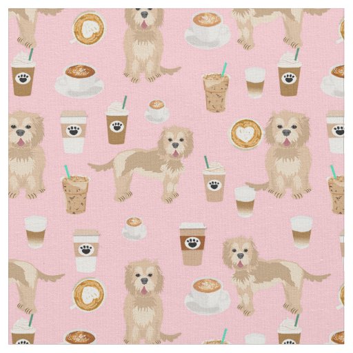 cockapoo pink coffee fabric
