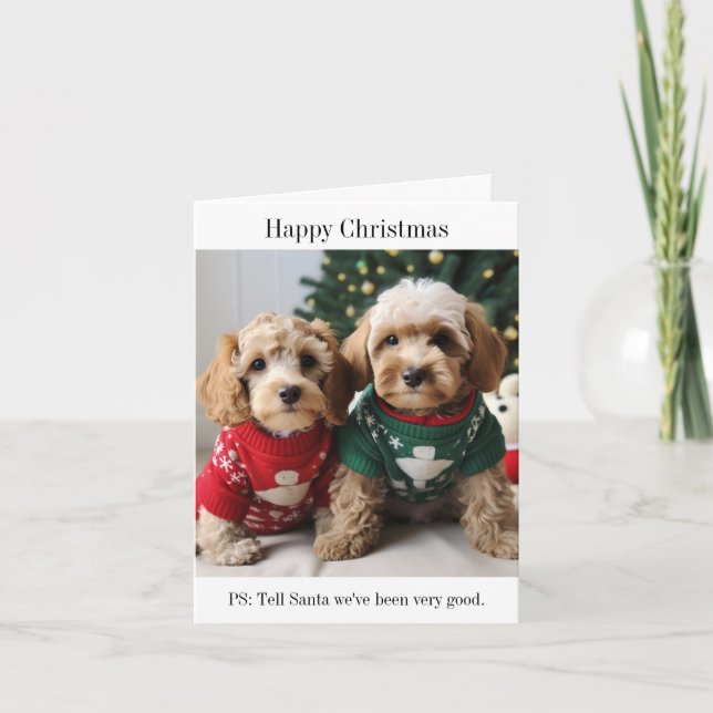 Cockapoo Puppies Christmas Card (Front)