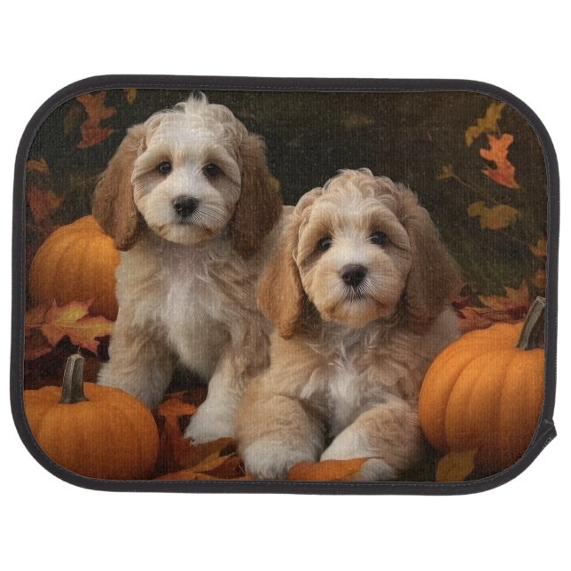 Cockapoo Puppy Autumn Delight Pumpkin  Car Floor Mat (Rear)