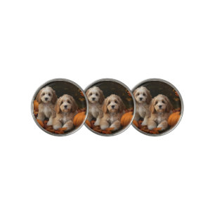Cockapoo Puppy Autumn Delight Pumpkin  Golf Ball Marker