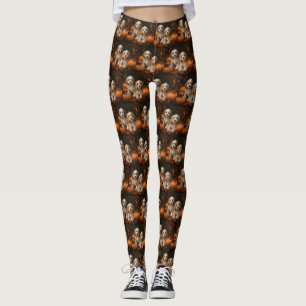 Cockapoo Puppy Autumn Delight Pumpkin Leggings