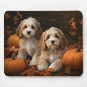 Cockapoo Puppy Autumn Delight Pumpkin  Mouse Pad