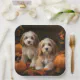 Cockapoo Puppy Autumn Delight Pumpkin Paper Plates | Zazzle