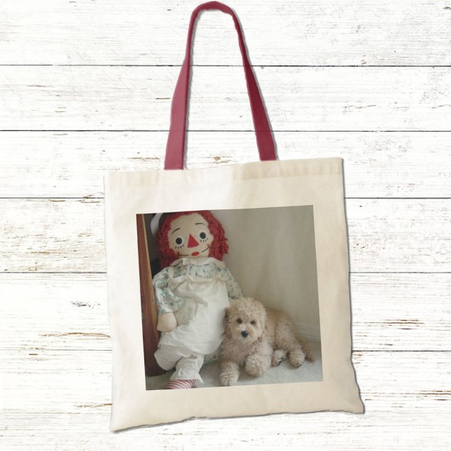 Cockapoo Puppy Vintage Rag Doll Photo Tote Bag (Creator Uploaded)