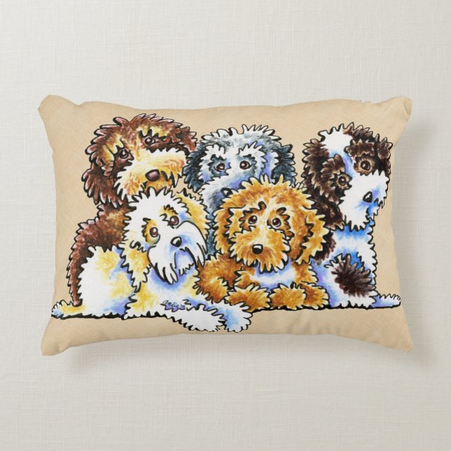 Cockapoo Rainbow Decorative Pillow (Front)