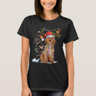 Cockapoo Reindeer Santa Hat Xmas Lights Christmas T-Shirt