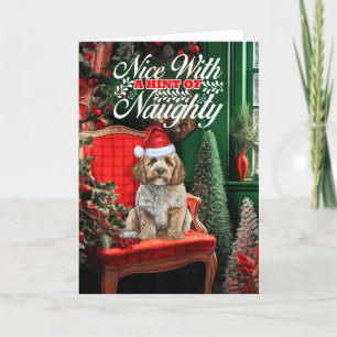Cockapoo Santa Christmas Dog Naughty Nice Holiday Card