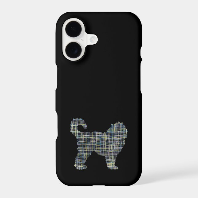 Cockapoo Silhouette Yellow & Black Grid  iPhone Case (Back)