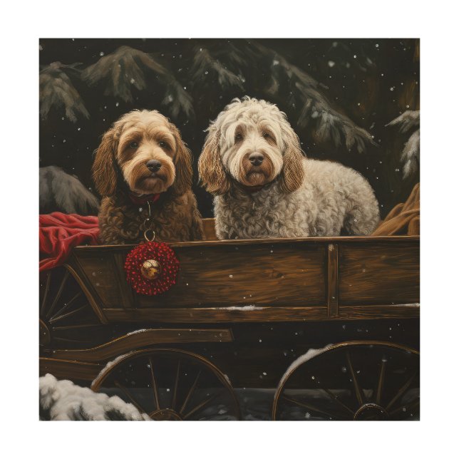 Cockapoo Snowy Sleigh Christmas Decor    (Front)