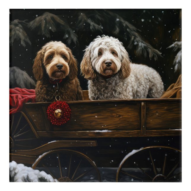 Cockapoo Snowy Sleigh Christmas Decor   (Front)