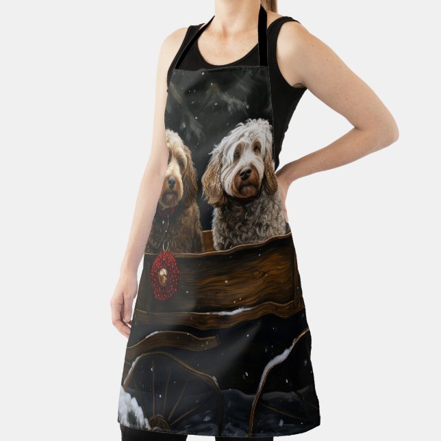 Cockapoo Snowy Sleigh Christmas Decor     Apron (Insitu)