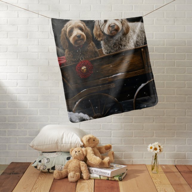 Cockapoo Snowy Sleigh Christmas Decor     Baby Blanket (In Situ)