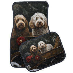 Cockapoo Snowy Sleigh Christmas Decor Car Floor Mat