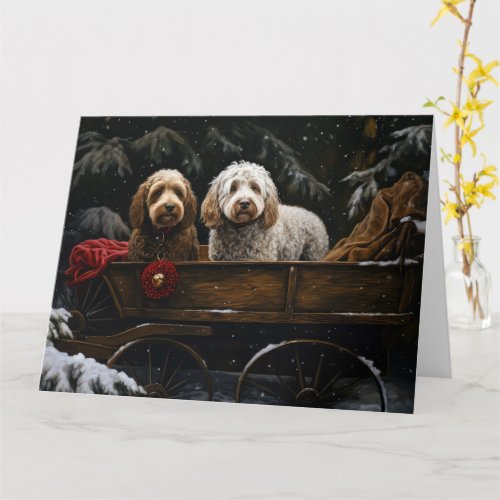 Cockapoo Snowy Sleigh Christmas Decor     Card