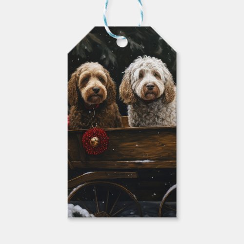 Cockapoo Snowy Sleigh Christmas Decor    Gift Tags