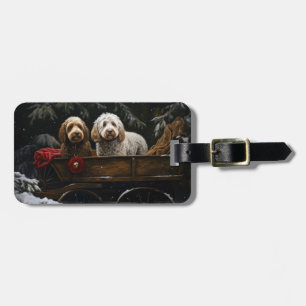Cockapoo Snowy Sleigh Christmas Decor Luggage Tag