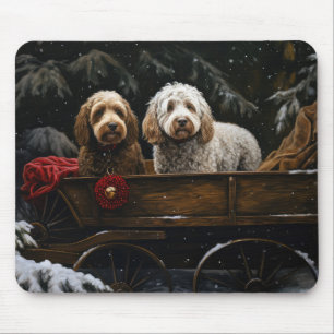 Cockapoo Snowy Sleigh Christmas Decor    Mouse Pad