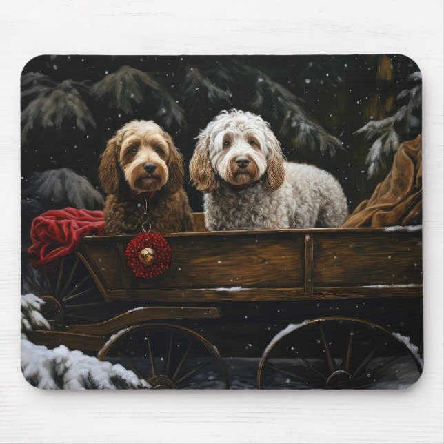 Cockapoo Snowy Sleigh Christmas Decor    Mouse Pad (Front)