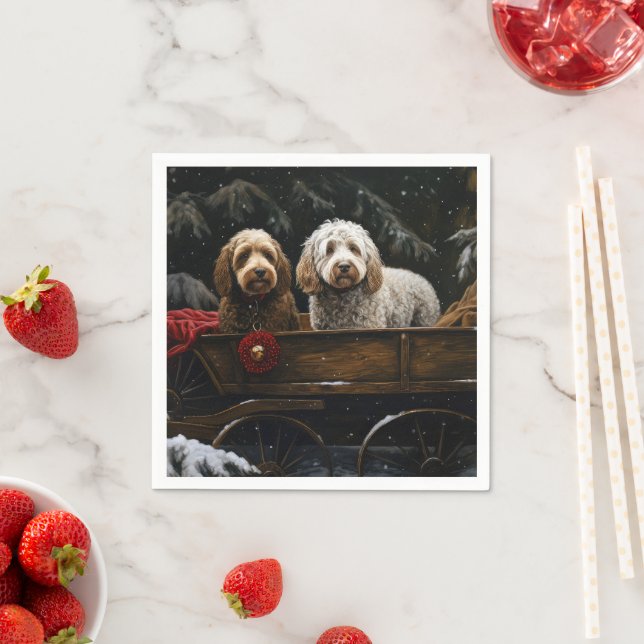 Cockapoo Snowy Sleigh Christmas Decor   Napkins (Insitu)
