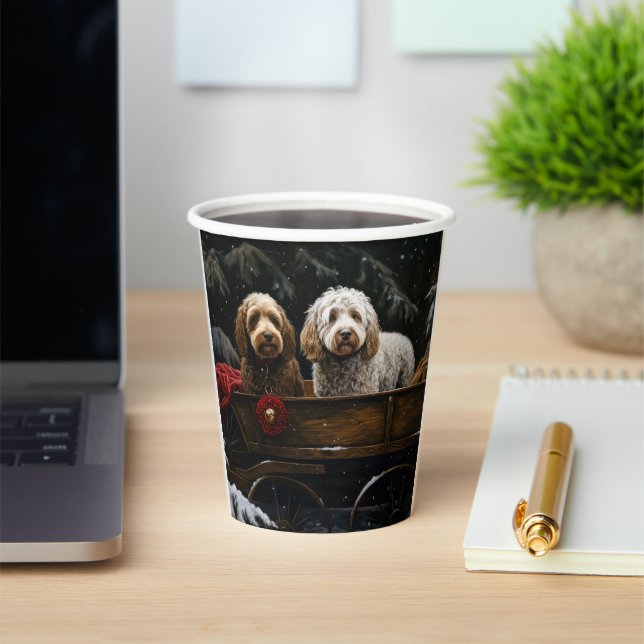 Cockapoo Snowy Sleigh Christmas Decor     Paper Cups (Insitu)