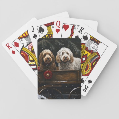 Cockapoo Snowy Sleigh Christmas Decor    Poker Cards