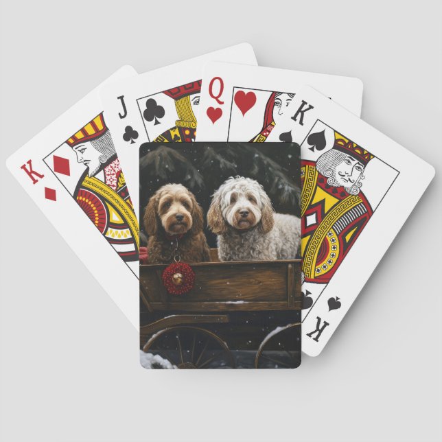 Cockapoo Snowy Sleigh Christmas Decor    Poker Cards (Back)