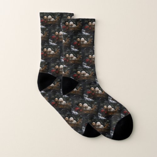 Cockapoo Snowy Sleigh Christmas Decor     Socks