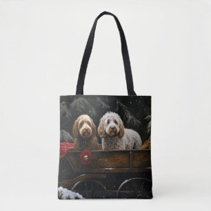Cockapoo Snowy Sleigh Christmas Decor Tote Bag