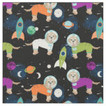 cockapoo space dogs pattern fabric