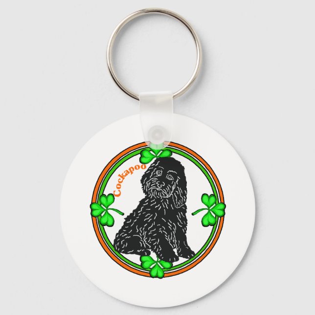 Cockapoo St Patrick's Day Keychain (Front)