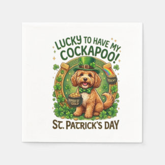 Cockapoo St Patrick's Day Lucky Dog Pot of Gold Napkins