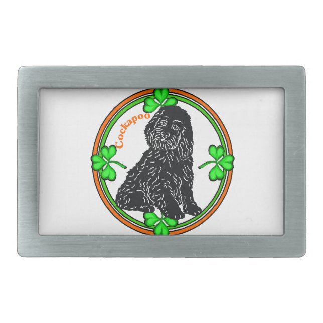 Cockapoo St Patrick's Day Rectangular Belt Buckle (Front)