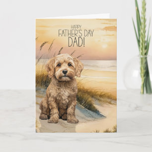 Cockapoo Sunset Beach Father's Day Holiday Card