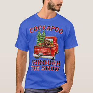 Cockapoo Through The Snow Christmas Truck Plaid Re T-Shirt