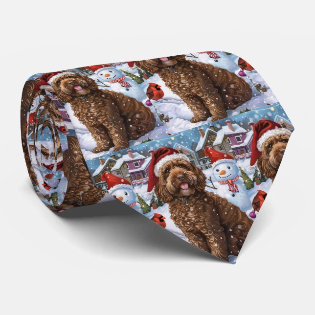 Cockapoo Winter Wonderland Christmas Joy  Neck Tie (Rolled)