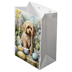 Cockapoo with Easter Eggs Holiday Medium Gift Bag