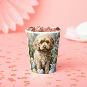 Cockapoo with Easter Eggs Holiday  Paper Cups