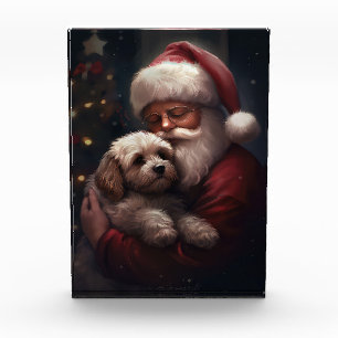 Cockapoo With Santa Claus Festive Christmas Acrylic Award
