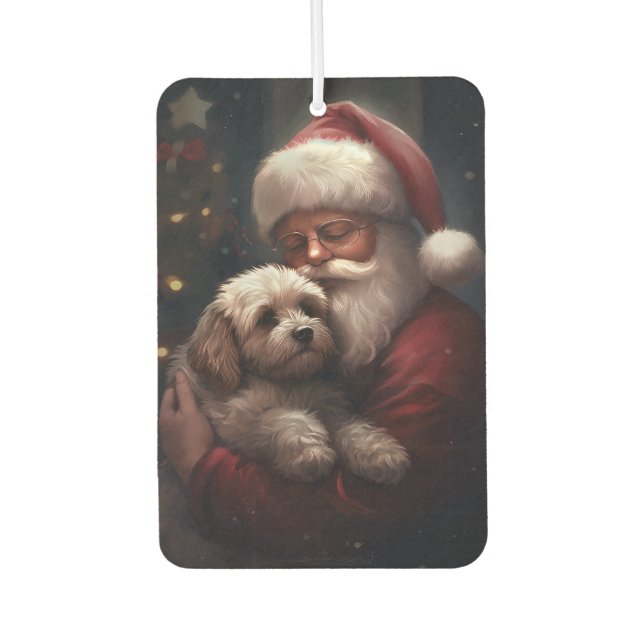 Cockapoo With Santa Claus Festive Christmas  Air Freshener (Front)