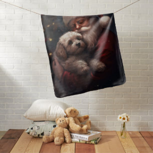 Cockapoo With Santa Claus Festive Christmas  Baby Blanket